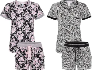 2 Pack: Pillow Talk by Ren Rof Sleepwear Women's Butter Soft Lightweight Value Pack Tee and Short Cozy Lounge Set