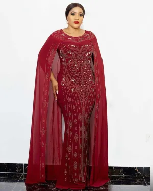 African Fashion Style Pencil Dress  Chiffon Female Long Dress