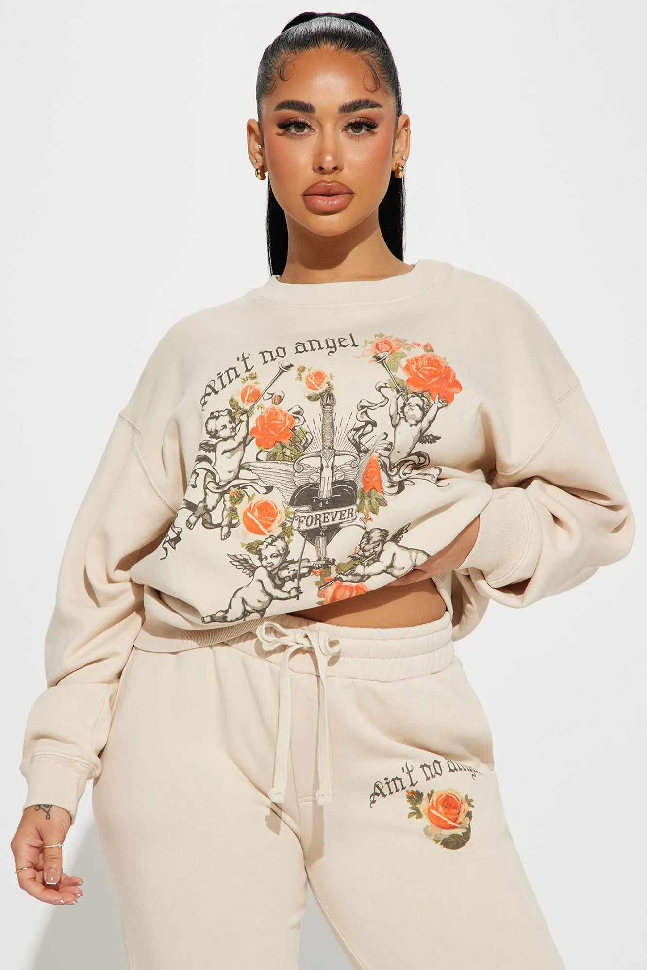 Ain't No Angel Sweatsuit - Taupe