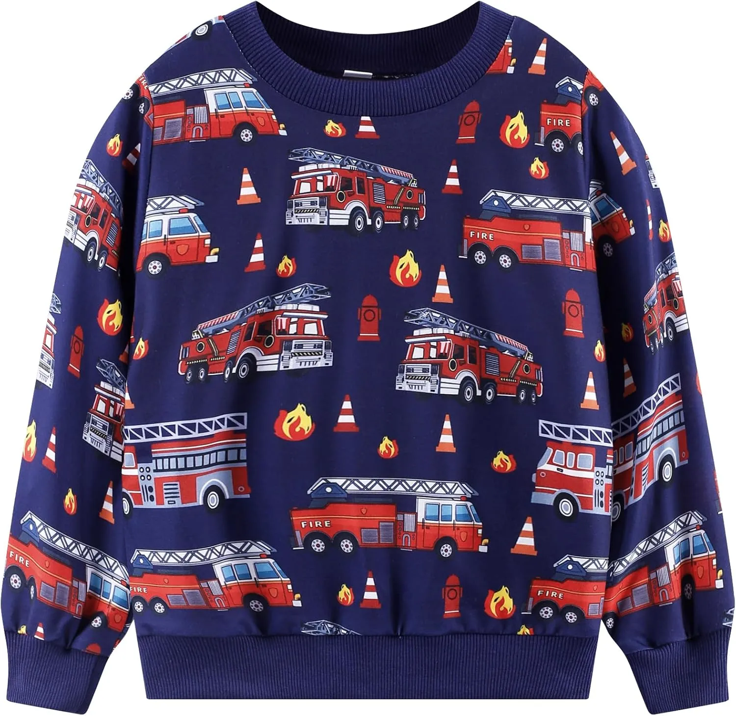 Akyzic Boys Sweatshirts Cotton Long Sleeve Crewneck Pullover Toddler Kids Winter Warm Shirt Sweater Tops 3t-8t