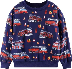 Akyzic Boys Sweatshirts Cotton Long Sleeve Crewneck Pullover Toddler Kids Winter Warm Shirt Sweater Tops 3t-8t