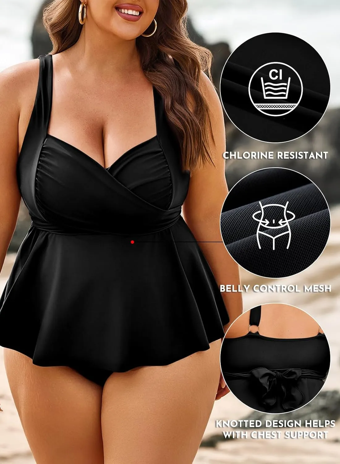 Aleumdr Plus Size Tankini Swimsuits for Womens Bathing Suit Tankini Tops with High Waisted Shorts Swimwear