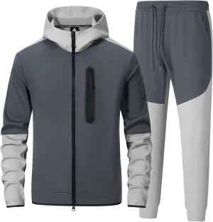 ANOTWENER Mens Tracksuit 2 Piece Hoodie Long Sleeve Full Zip Activewear Jogging Casual Sweatsuit Running Sets for Men