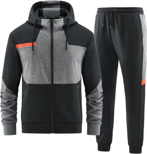 ANOTWENER Mens Tracksuit 2 Piece Hoodie Long Sleeve Full Zip Activewear Jogging Casual Sweatsuit Running Sets for Men