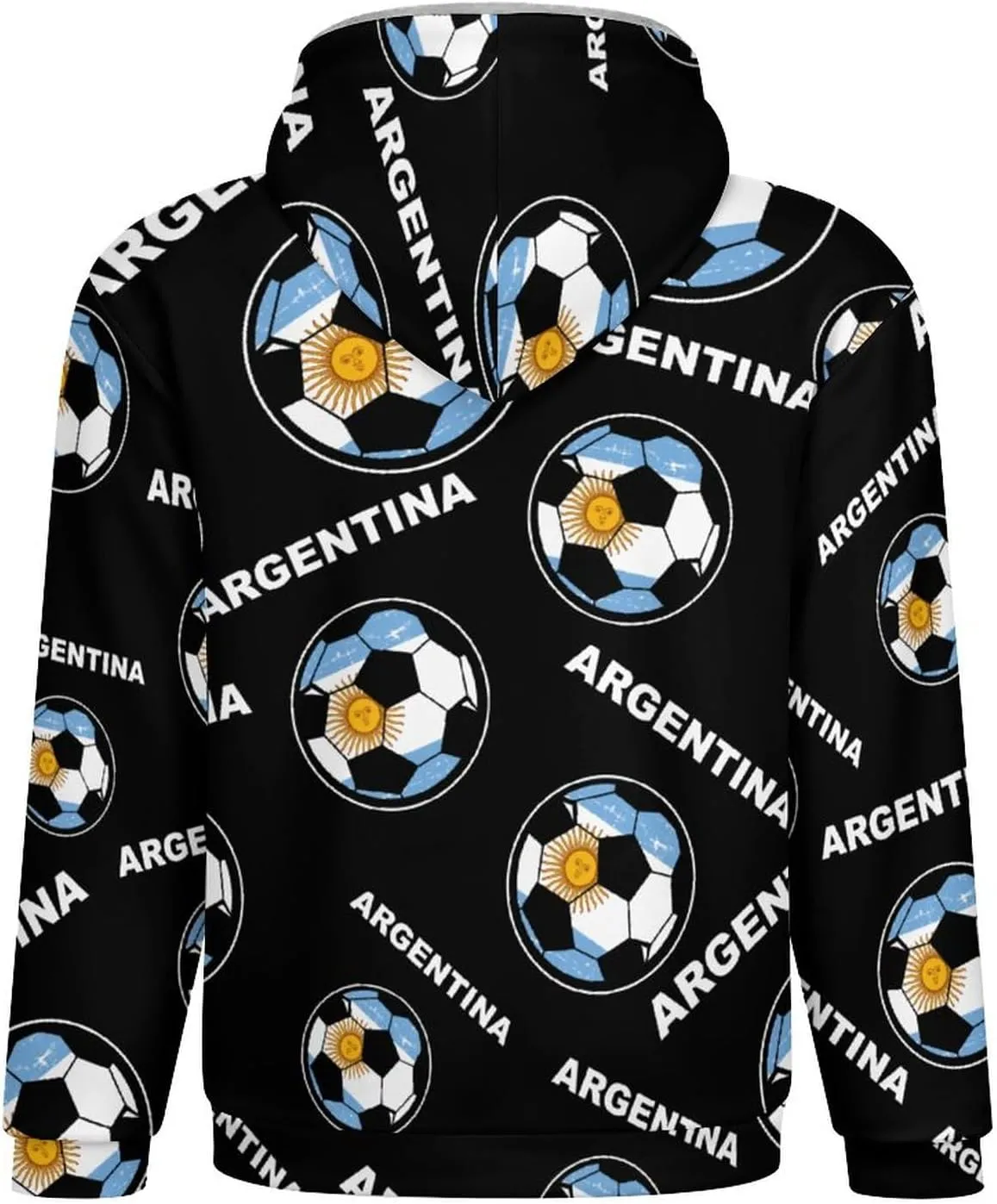 Argentina Football Soccer Men's Zippered Hoodies Heavyweight Hooded Sweatshirt Jacket Thick Warm Coat