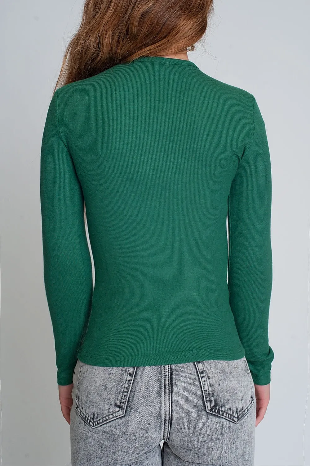 Asymmetric Neck Sweater In Green
