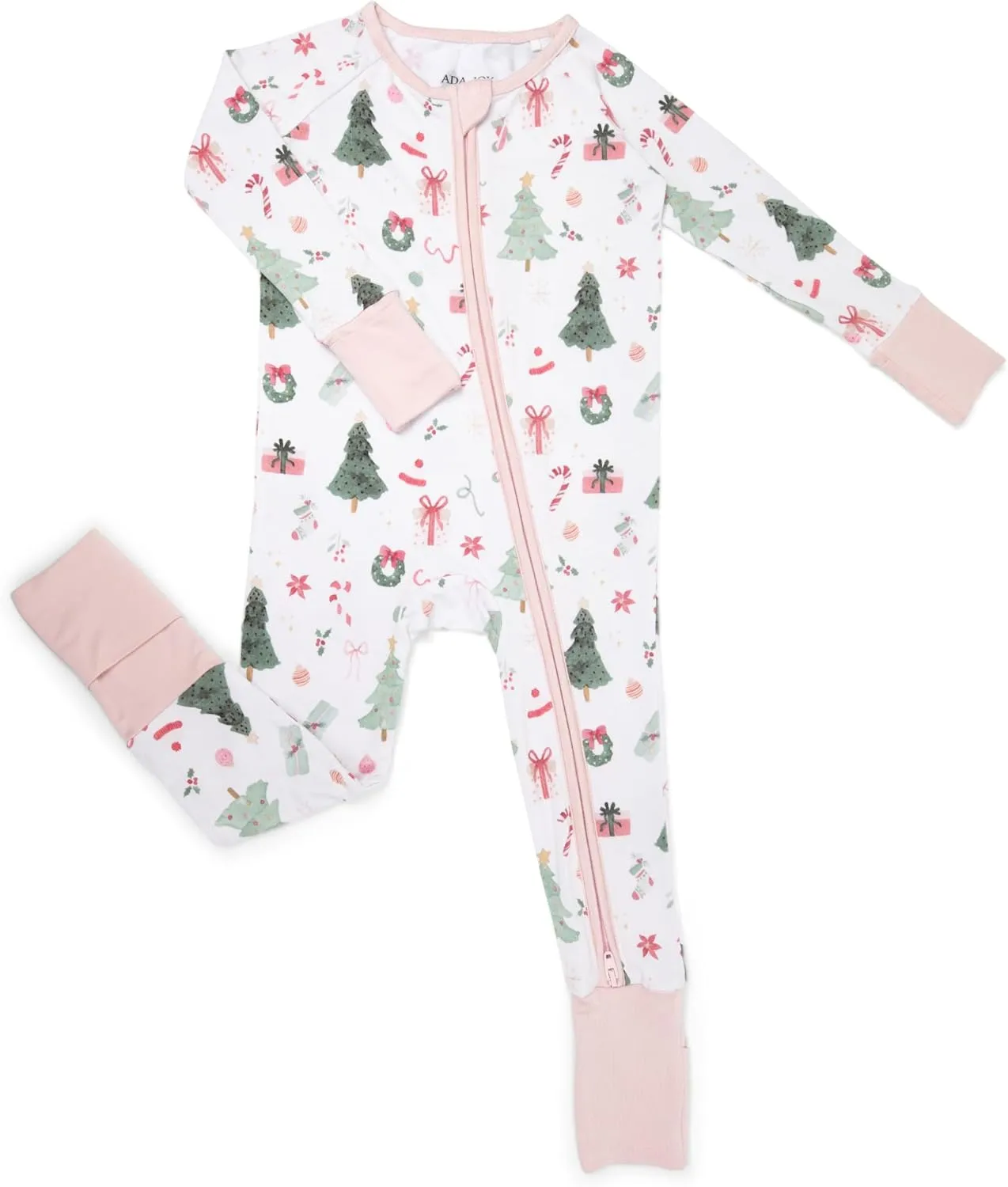 Bamboo Baby Pajamas 2-Way Zipper Footies for Baby Boys & Toddler Pajamas, Soft Bamboo Sleepwear for Boys, Comfortable Baby Sleepers with Zipper Closure (Miss Christmas, 3-6 Months)