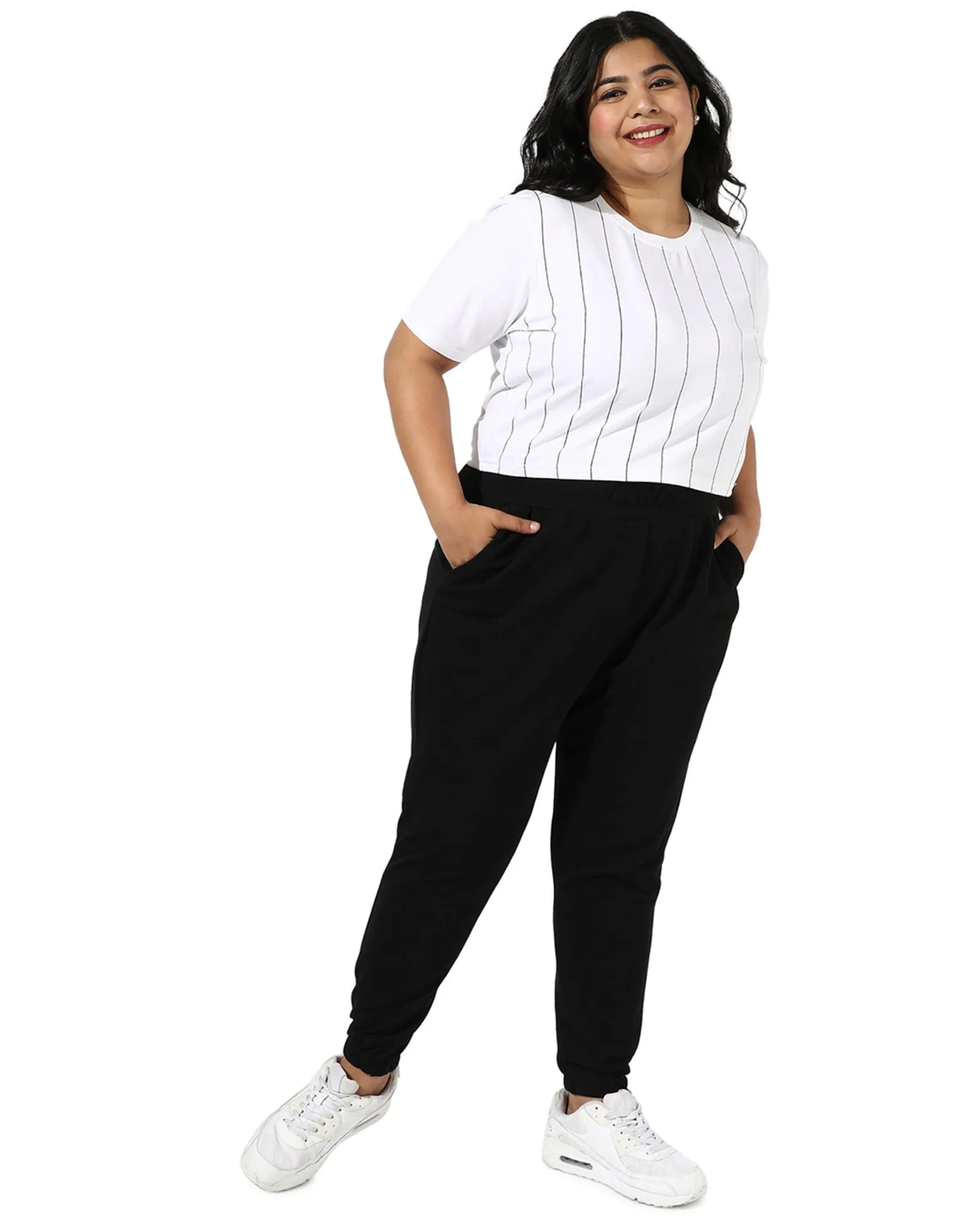 Black Solid Side Pocket Fitted Trouser | Black