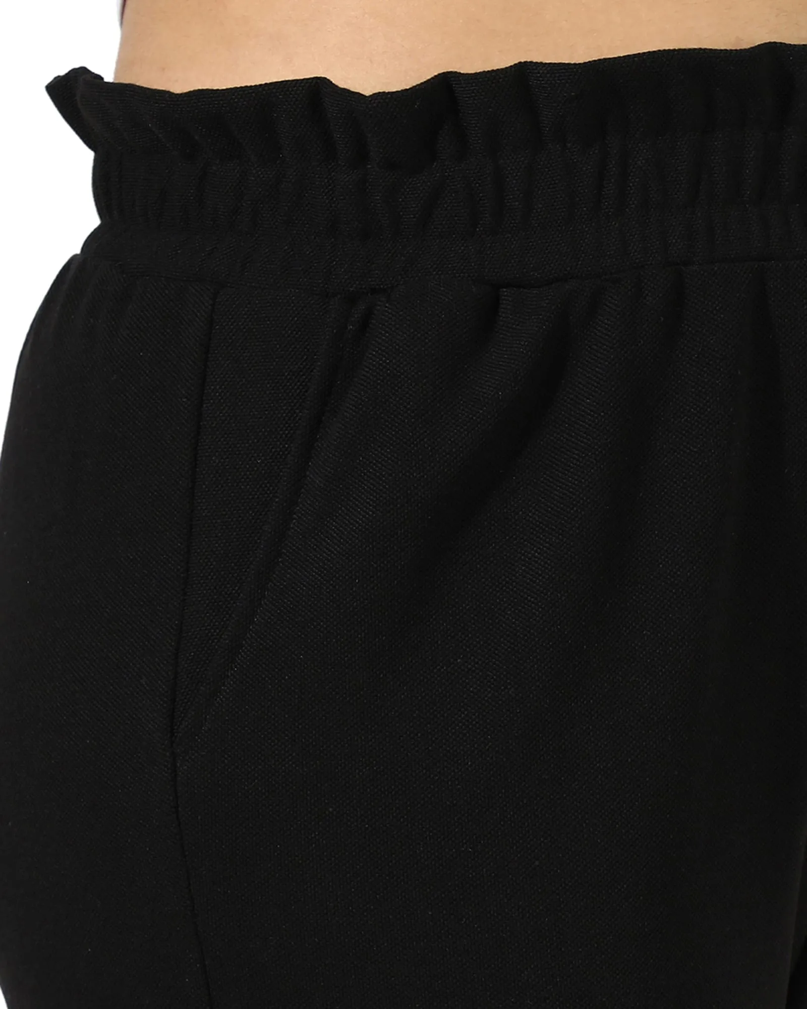 Black Solid Side Pocket Fitted Trouser | Black