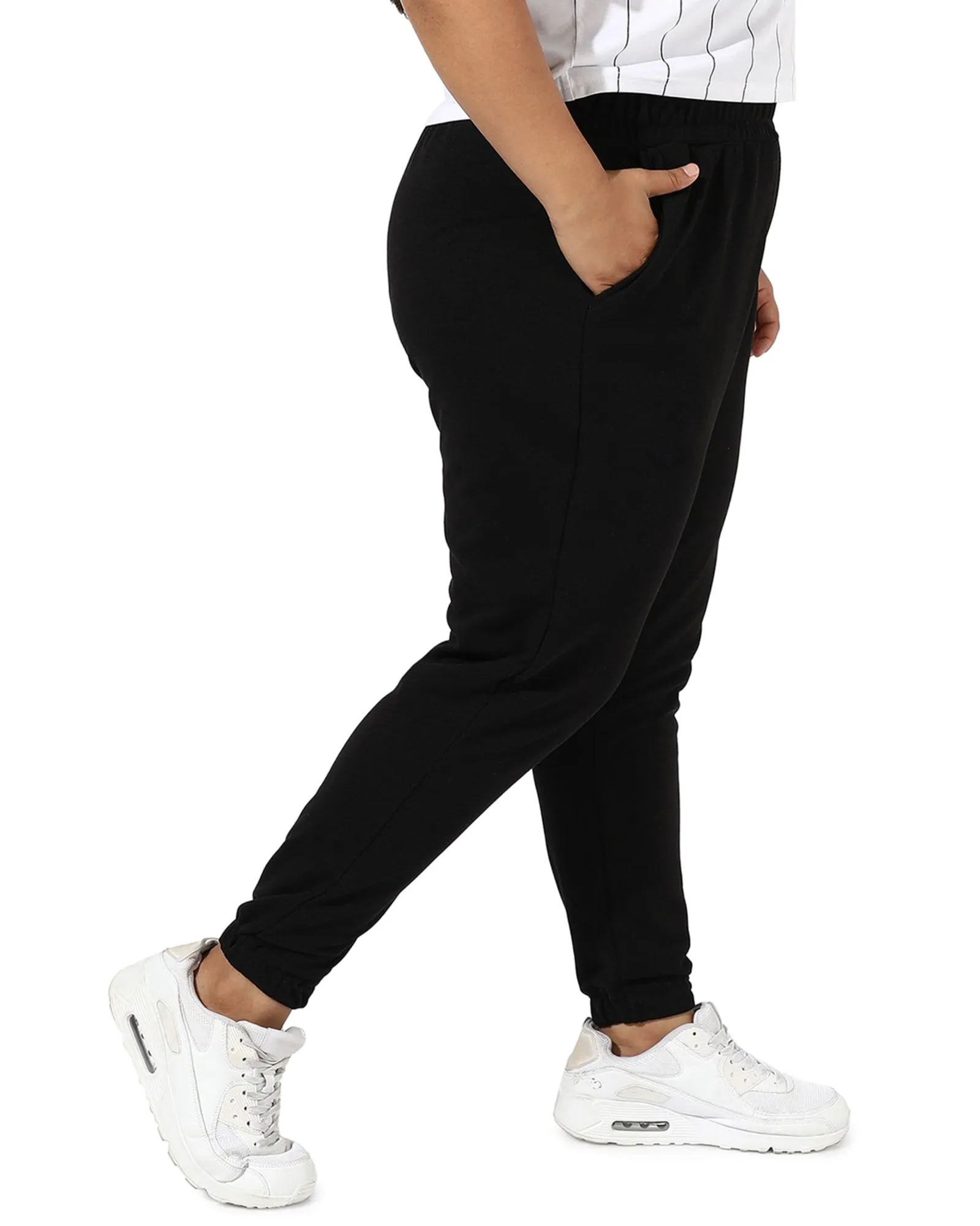 Black Solid Side Pocket Fitted Trouser | Black