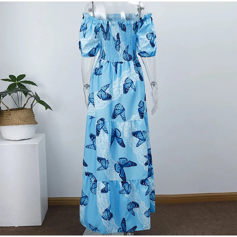 Blue Butterflies Maxi Dress
