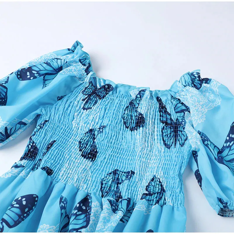 Blue Butterflies Maxi Dress