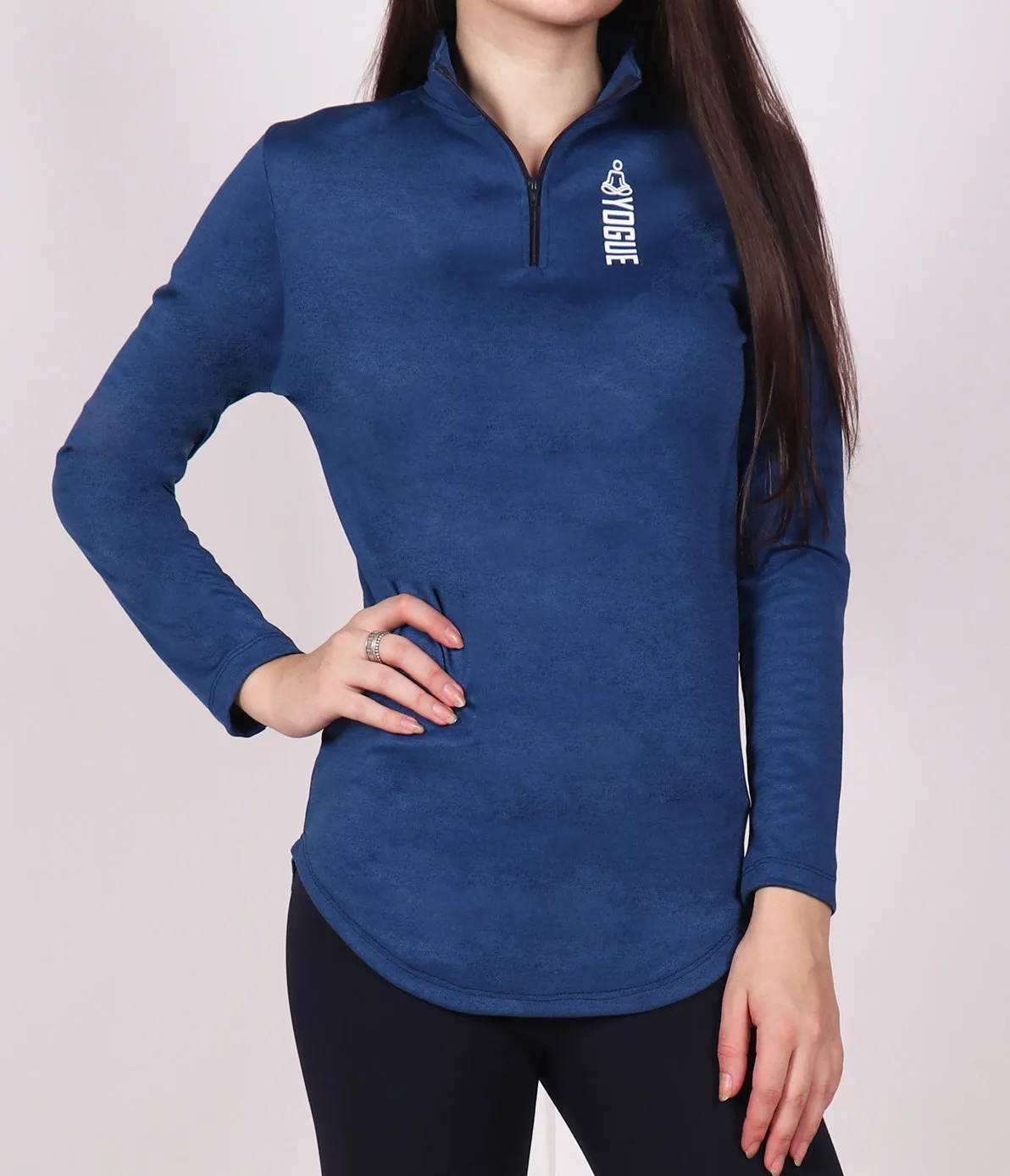 Blue Half Zipper Top