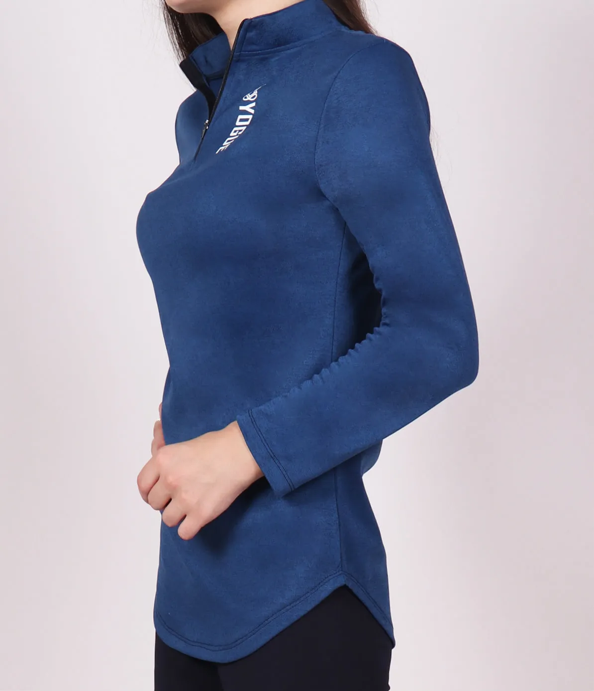 Blue Half Zipper Top