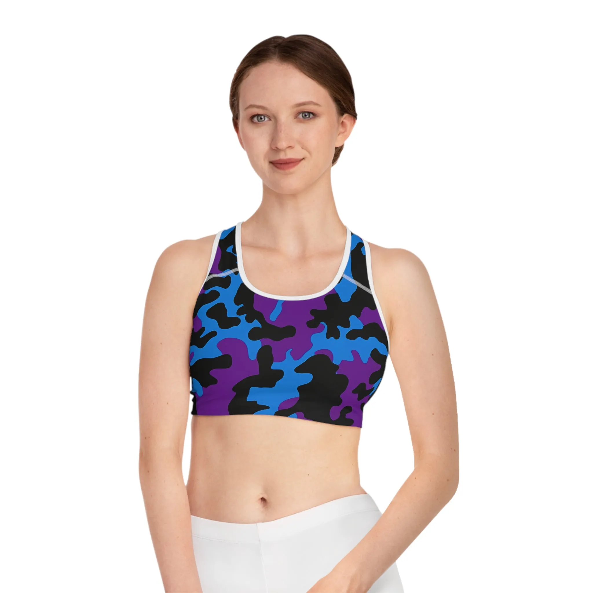 Bold Camouflage Sports Bra - Stylish Activewear for Fitness Enthusiasts