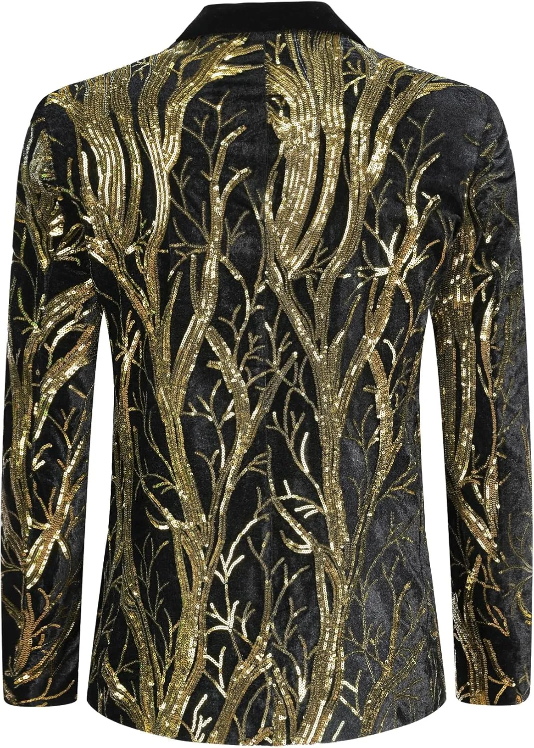 Boyland Men's Tux Dress Blazer Gold Sequins Floral Suit Party Dinner Prom Slim Fit Stylish Blazer Sport Coat