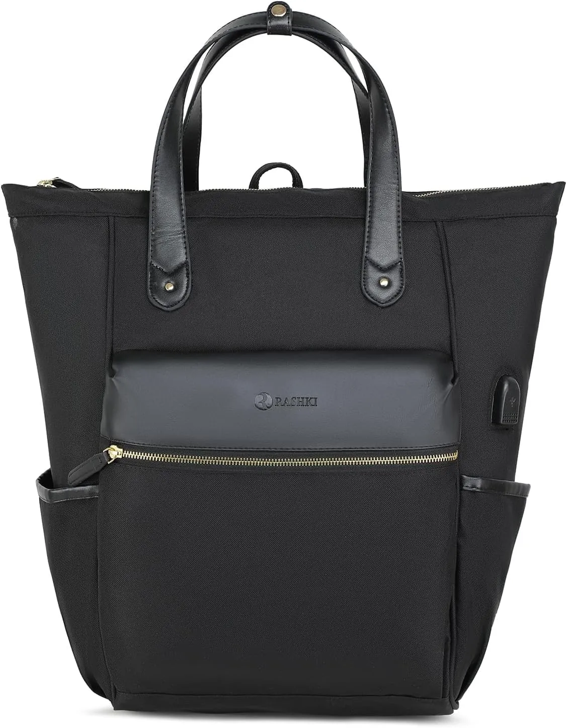 Bria - Womens Tote & Convertible Backpack | 15.6" Laptop Bag | Stylish Work, Office & Travel Bag | Vegan Leather (Black)