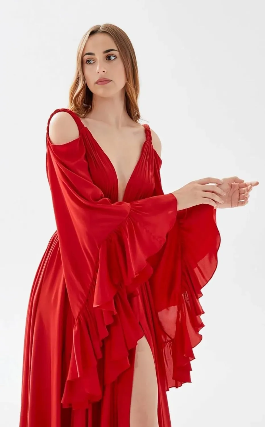 Bridesmaid Dresses for Women 2025 Long Sleeves Long Prom Dress Elegant Chiffon Formal Evening Gown SP034