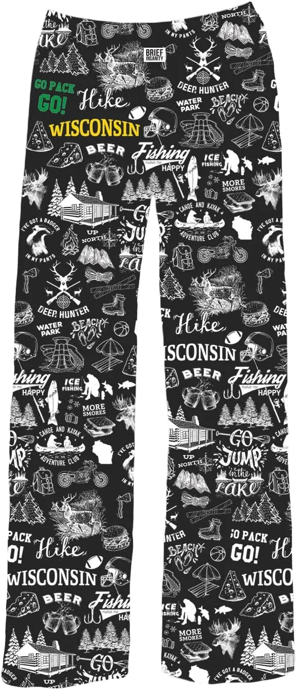 BRIEF INSANITY Comfortable Lounge Pajama Pants for Unisex | State & City Chalk Graphic Loungewear Bottoms