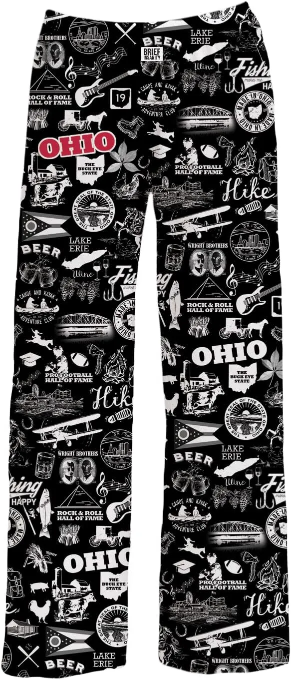 BRIEF INSANITY Comfortable Lounge Pajama Pants for Unisex | State & City Chalk Graphic Loungewear Bottoms