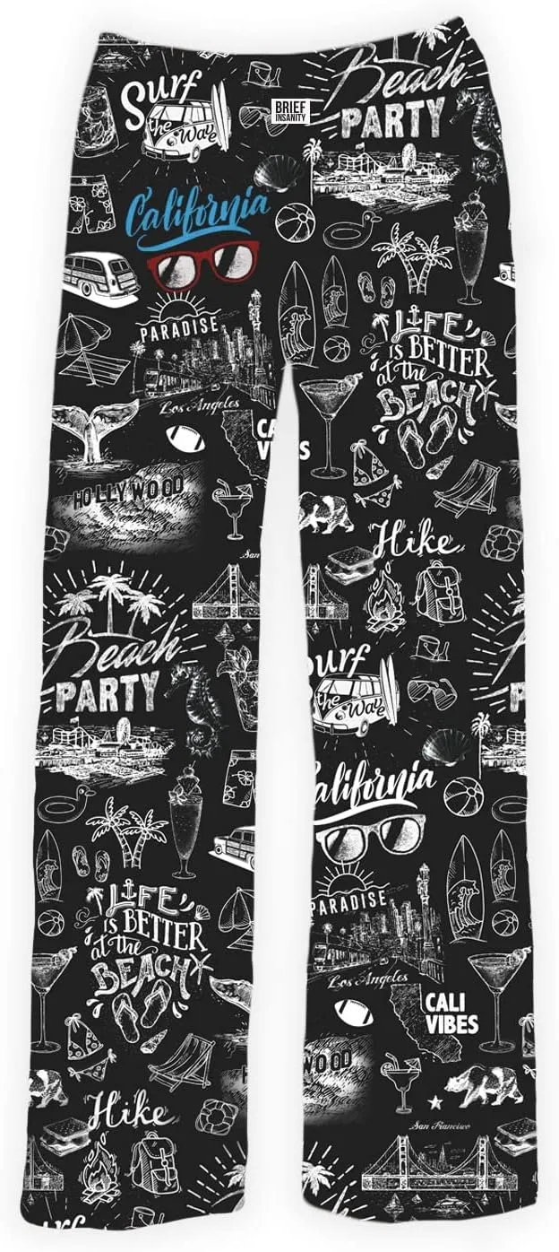 BRIEF INSANITY Comfortable Lounge Pajama Pants for Unisex | State & City Chalk Graphic Loungewear Bottoms