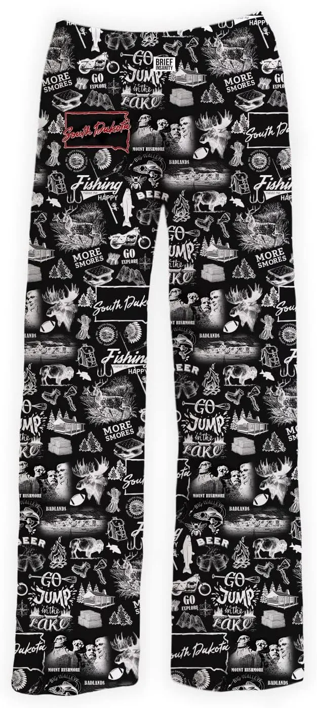 BRIEF INSANITY Comfortable Lounge Pajama Pants for Unisex | State & City Chalk Graphic Loungewear Bottoms