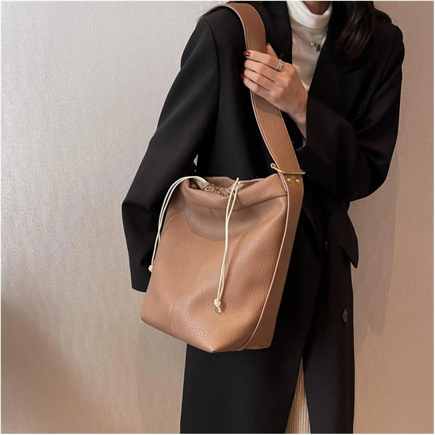 Bucket Bags For Women Trend Solid Design Leather Crossbody Bag For Women Handbags