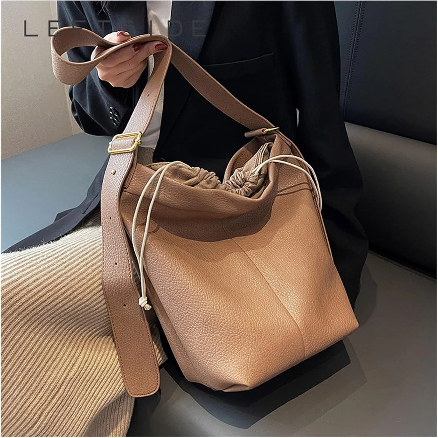 Bucket Bags For Women Trend Solid Design Leather Crossbody Bag For Women Handbags
