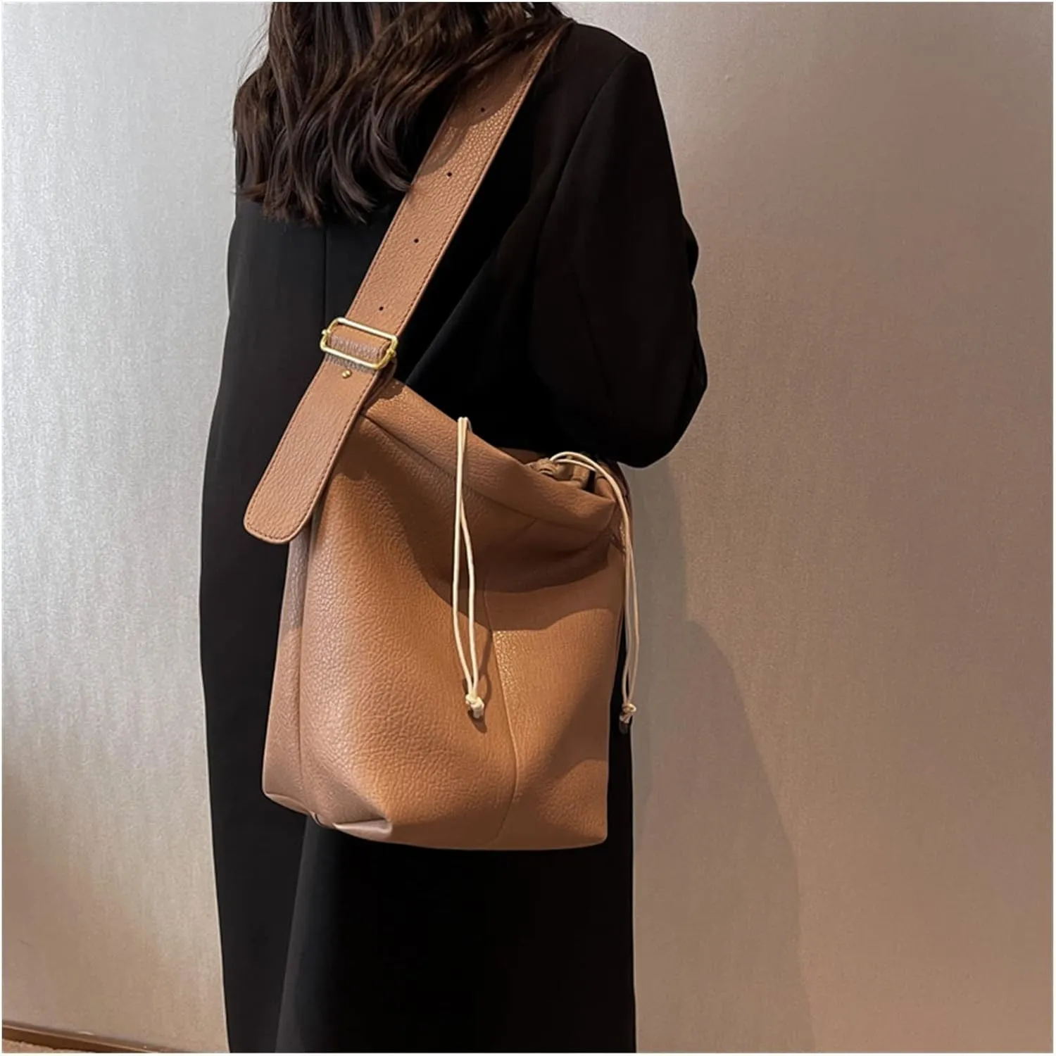 Bucket Bags For Women Trend Solid Design Leather Crossbody Bag For Women Handbags