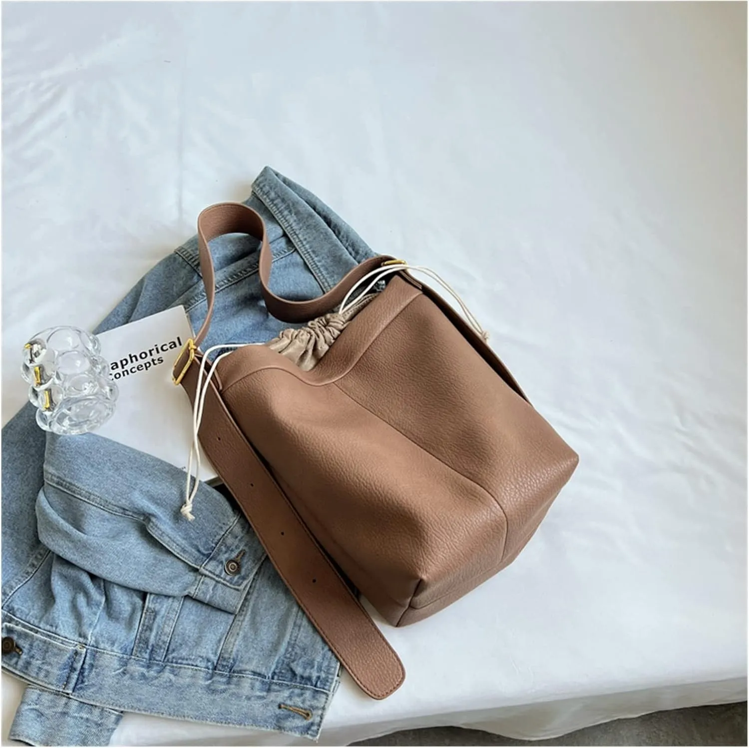 Bucket Bags For Women Trend Solid Design Leather Crossbody Bag For Women Handbags