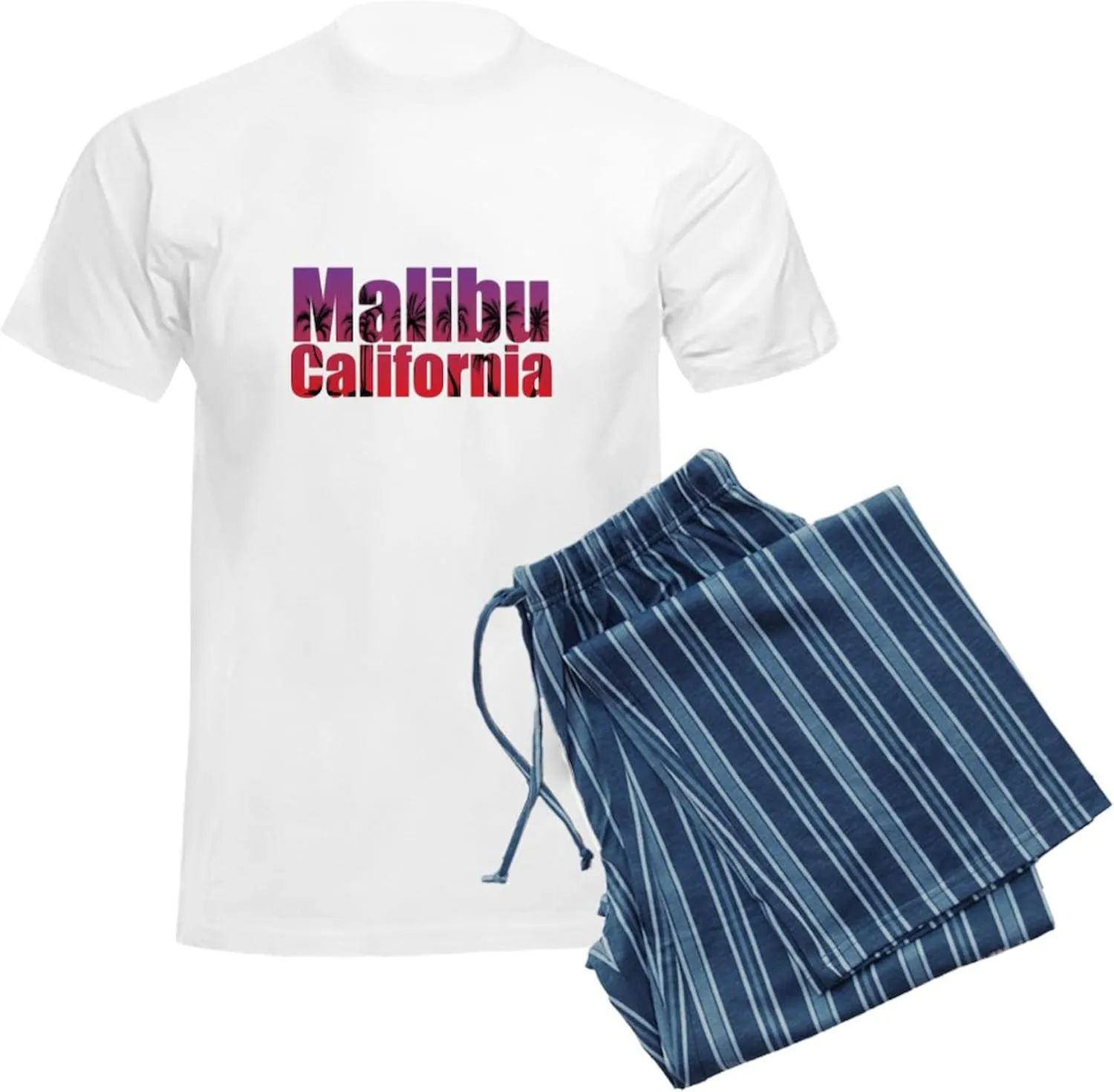 CafePress Malibu California Pajamas Men's Novelty Light Pajama Set, Comfortable PJ Sleepwear