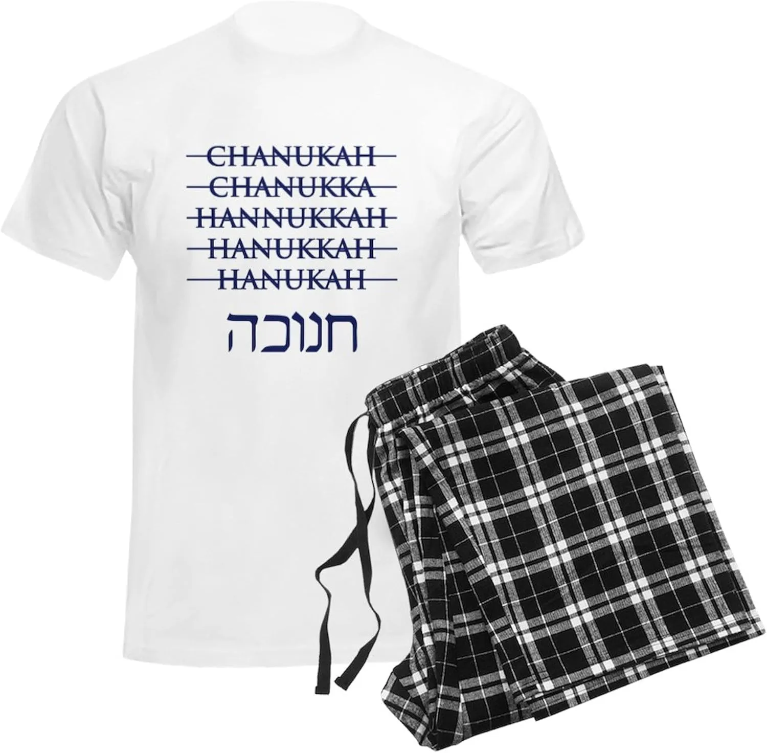 CafePress Spelling Chanukah Hanukkah Hanukah Men's Light Paj Men's Novelty Light Pajama Set, Comfortable PJ Sleepwear
