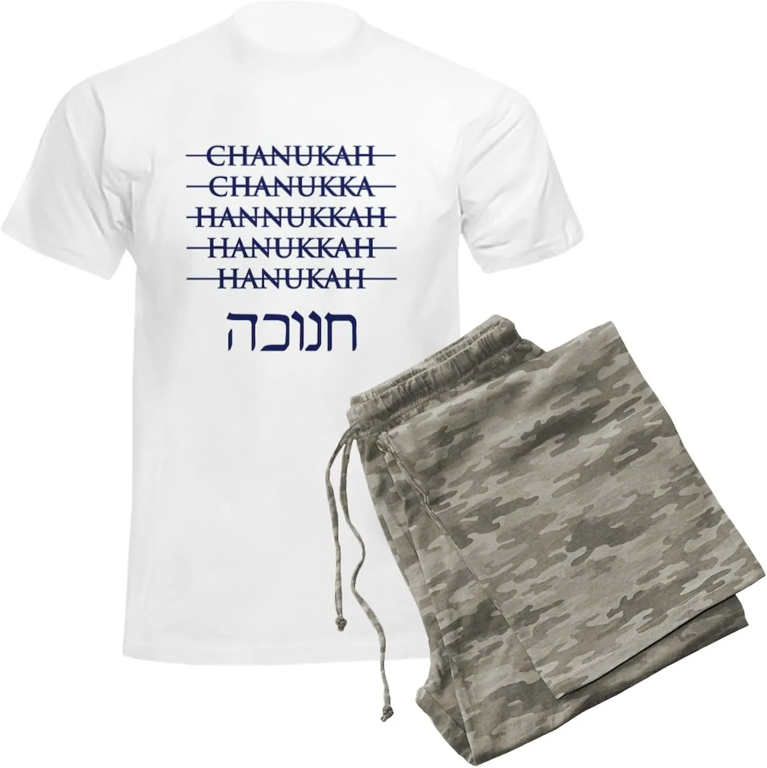 CafePress Spelling Chanukah Hanukkah Hanukah Men's Light Paj Men's Novelty Light Pajama Set, Comfortable PJ Sleepwear