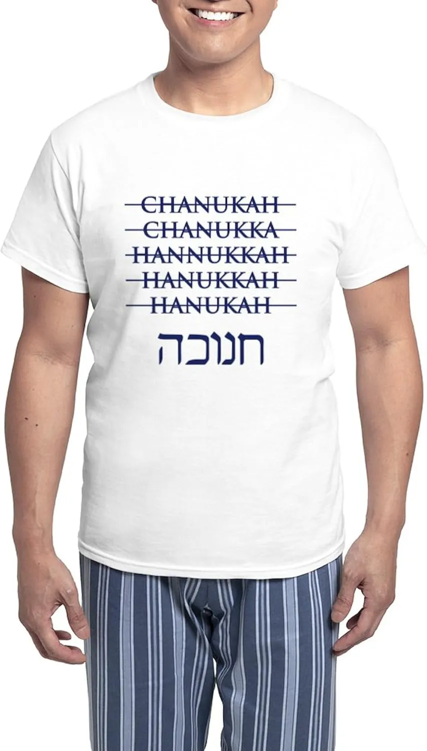 CafePress Spelling Chanukah Hanukkah Hanukah Men's Light Paj Men's Novelty Light Pajama Set, Comfortable PJ Sleepwear