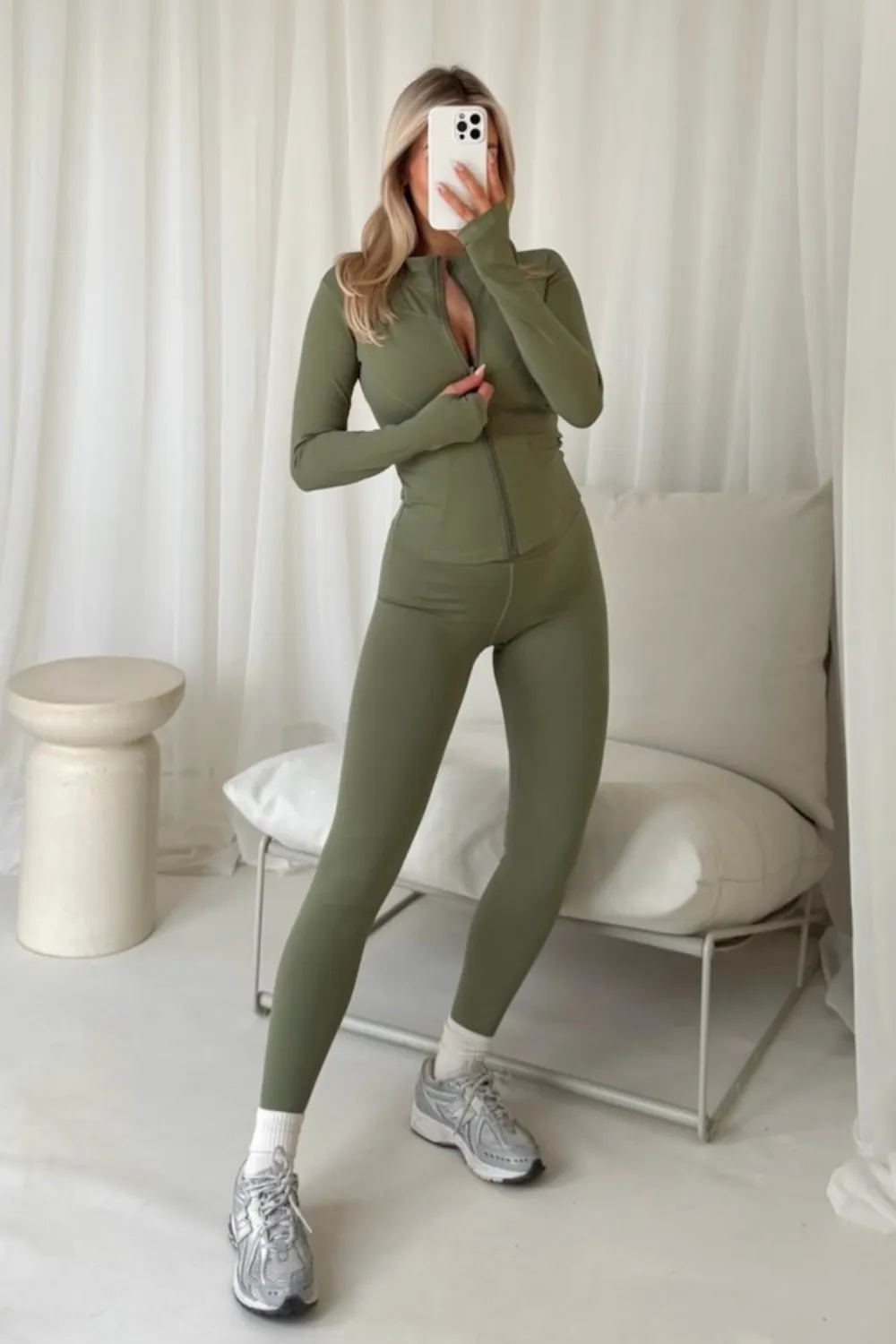 Casey olive zip jacket and legging activewear