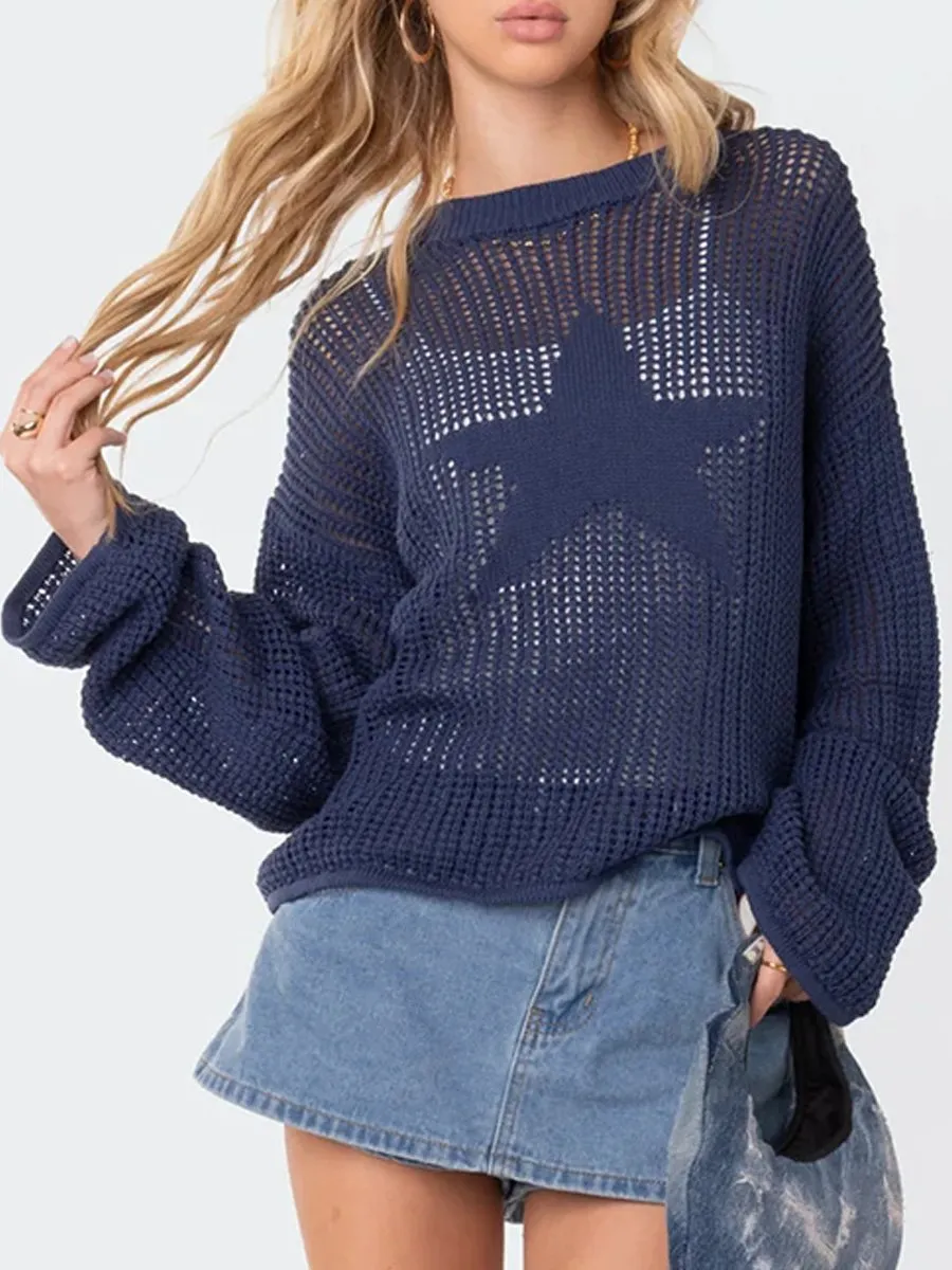 Chic Oversized Hollow Knit Cardigan