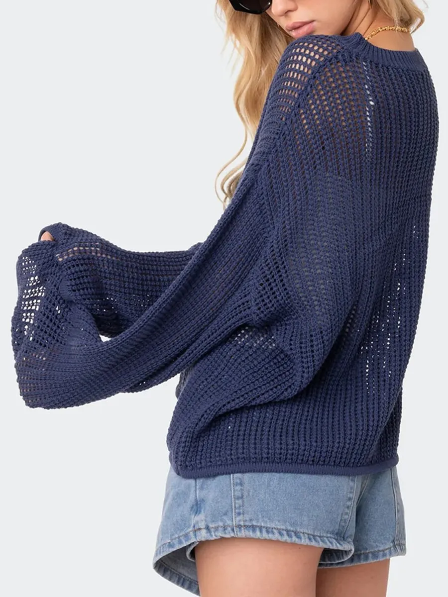 Chic Oversized Hollow Knit Cardigan