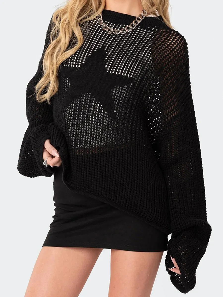 Chic Oversized Hollow Knit Cardigan