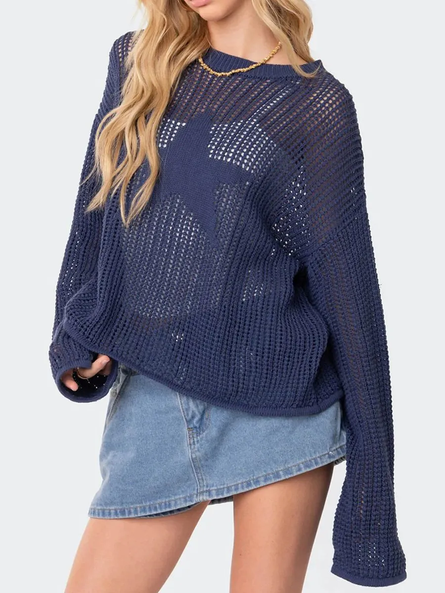 Chic Oversized Hollow Knit Cardigan