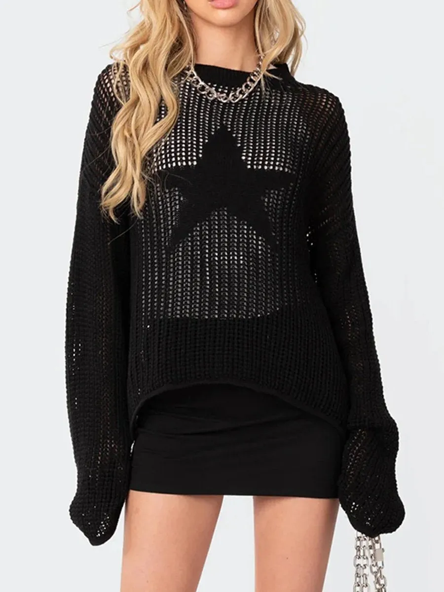 Chic Oversized Hollow Knit Cardigan