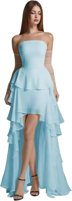 Chiffon Bridesmaid Dresses with Pockets Sleeveless Long Pleated Formal Evening Dresses for Women Elegant