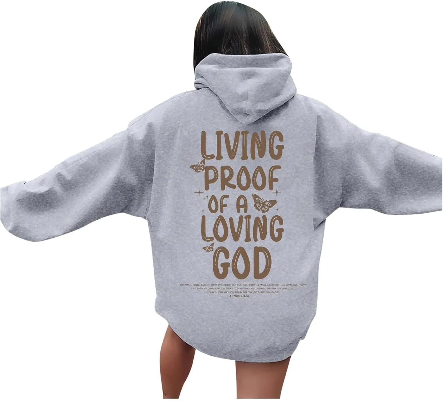 Christian Women's Oversized Blue Hoodie, Size Large