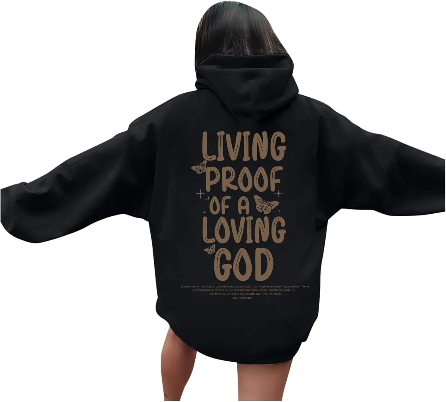 Christian Women's Oversized Blue Hoodie, Size Large