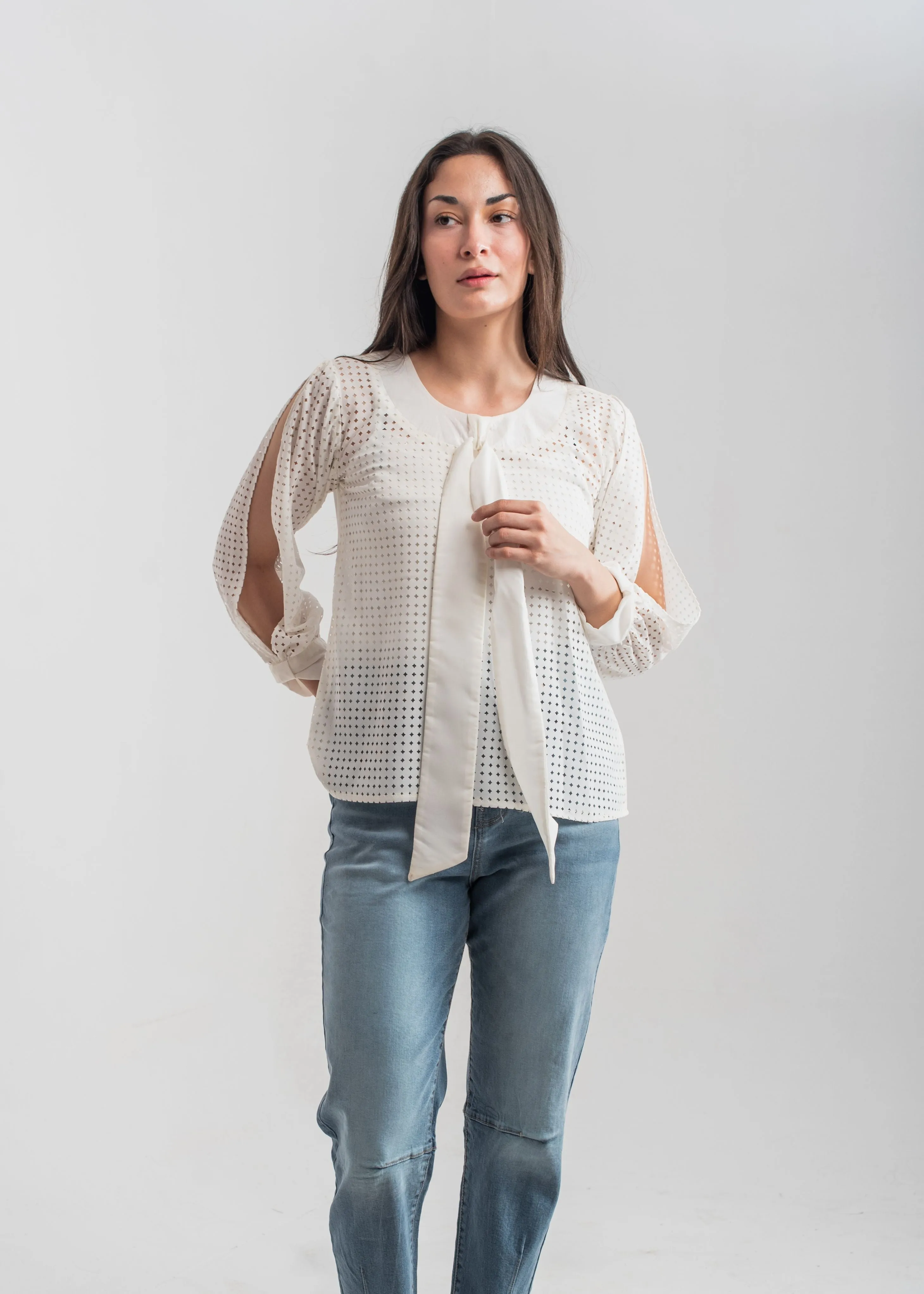 Cloud White Laser Cut Top