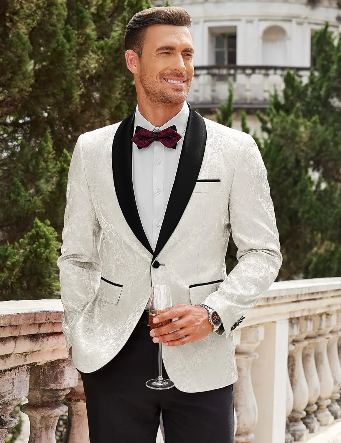 COOFANDY Men's Floral Tuxedo Jacket Paisley Shawl Lapel Stylish Suit Blazer Jacket for Wedding, Dinner, Party, Prom