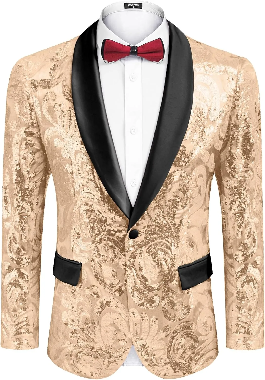 COOFANDY Men's Sequin Blazer Sparkly Glitter Jacket Shiny Floral Suit Jacket Stylish Party Wedding Banquet Prom Tuxedo
