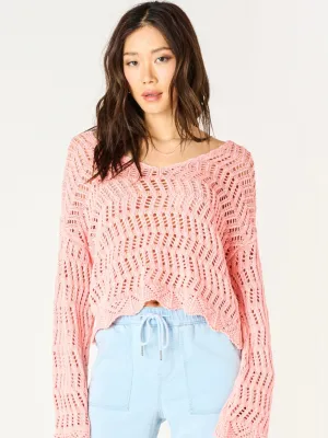 Coral Crochet Sweater