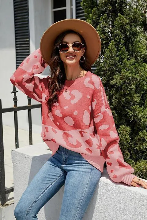 Cozy Wild Drop Shoulder Leopard Sweater