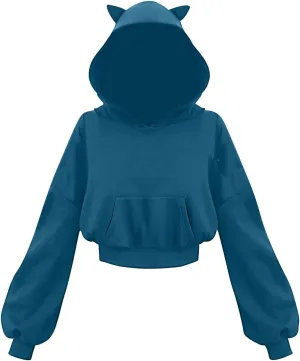 Cute Hoodies for Women Girls Gothic Style Hooded Sweatshirt Plus Size Long Sleeve Crop Tops Y2K Fall Pullover