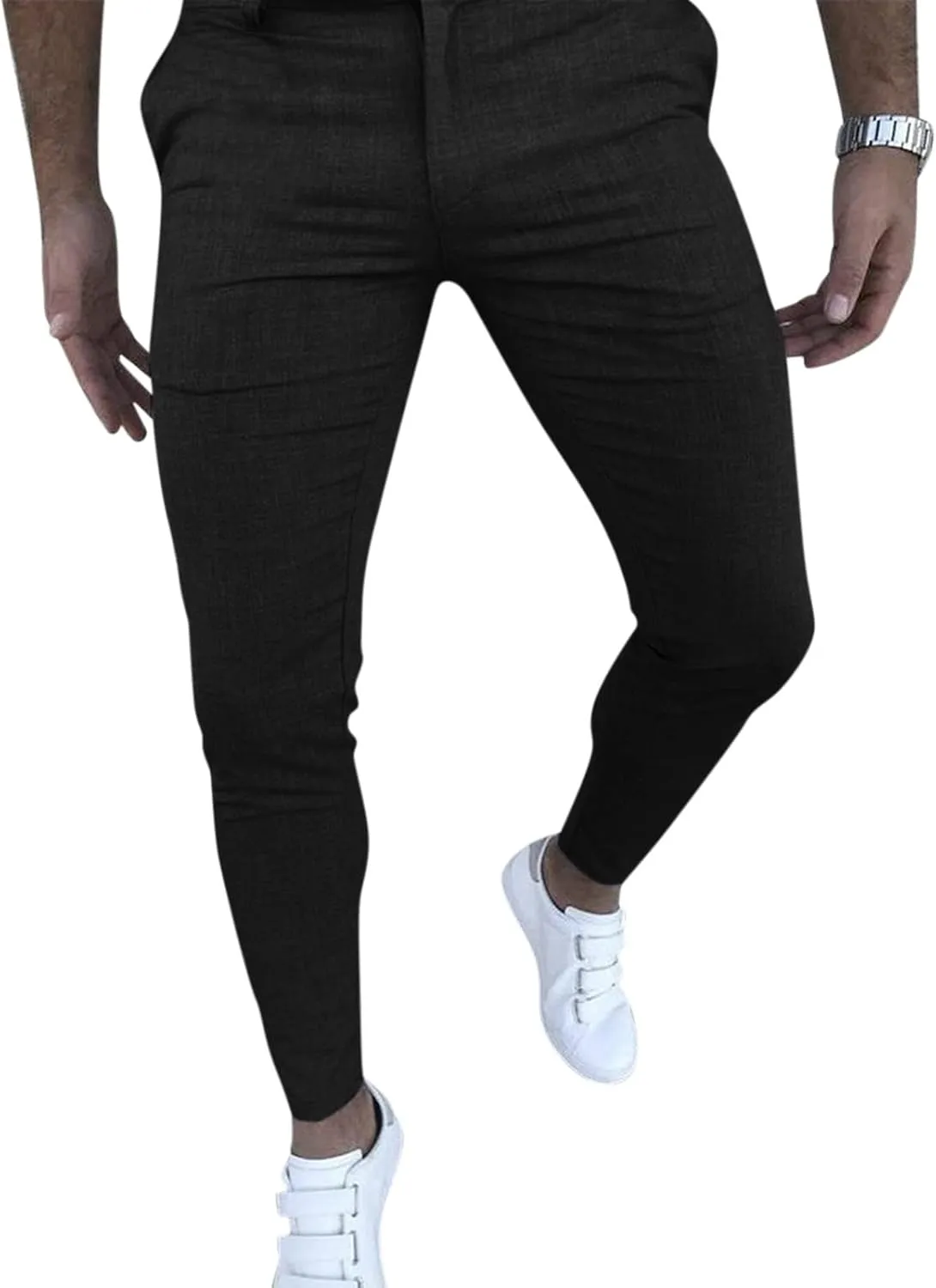 Dress Pants for Men Slim Fit Stretch Golf Dress Pants Casual Zip Up Business Work Pants Stylish Vintage Chinos with Pockets